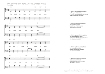 Hymn score of: I've found the pearl of greatest price (John Mason/Johannes Thomas Rüegg)