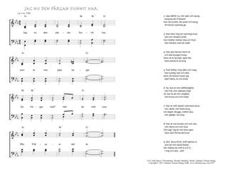Hymn score of: Jag nu den pärlan funnit har (John Mason/Theodor Hamberg/Johannes Thomas Rüegg)