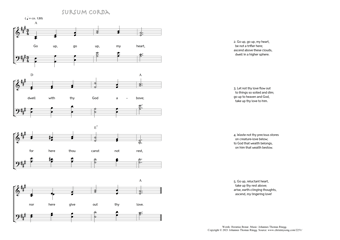 Hymn score of: Go up, go up, my heart - Sursum Corda (Horatius Bonar/Johannes Thomas Rüegg)