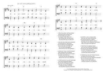 Hymn score of: Es ist vollbracht! so ruft am Kreuze (Johann Samuel Diterich/Johannes Thomas Rüegg)