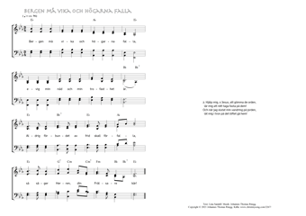 Hymn score of: Bergen må vika och högarna falla (Lina Sandell/Johannes Thomas Rüegg)