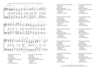 Hymn score of: Warum willst du doch für morgen (Laurentius Laurentii/Johannes Thomas Rüegg)