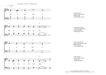 Hymn score of: Herre, mitt hjärta (Lina Sandell/Johannes Thomas Rüegg)