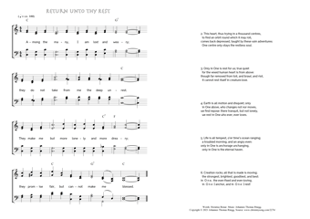 Hymn score of: Among the many, I am lost and weary - Return unto thy Rest (Horatius Bonar/Johannes Thomas Rüegg)