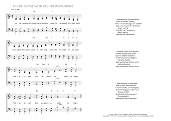 Hymn score of: Lo! he comes with clouds descending (Charles Wesley/Johannes Thomas Rüegg)