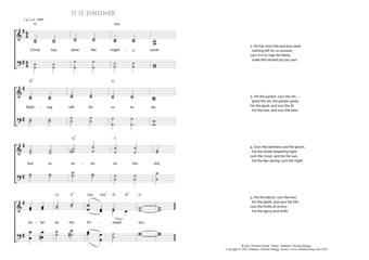 Hymn score of: Christ has done the mighty work! - It is Finished (Horatius Bonar/Johannes Thomas Rüegg)
