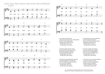Hymn score of: Ach! sagt mir nichts von Gold und Schätzen (Angelus Silesius/Johannes Thomas Rüegg)