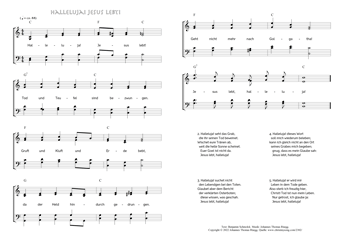 Hymn score of: Halleluja! Jesus lebt! (Benjamin Schmolck/Johannes Thomas Rüegg)