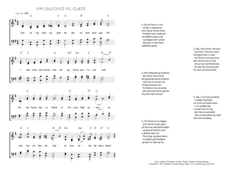 Hymn score of: Om salighed og glæde (Anders Christensen Arrebo/Johannes Thomas Rüegg)