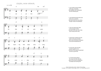 Hymn score of: I ask a perfect creed! - Credo, non opinor (Horatius Bonar/Johannes Thomas Rüegg)