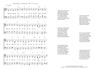 Hymn score of: Hemma, hemma få vi vila (Lina Sandell/Johannes Thomas Rüegg)
