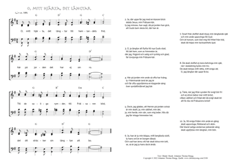 Hymn score of: O, mitt hjärta, det längtar till hemlandets frid (Okänd/Johannes Thomas Rüegg)