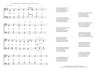 Hymn score of: Komm du Heiden-Heiland an (Benjamin Schmolck/Johannes Thomas Rüegg)