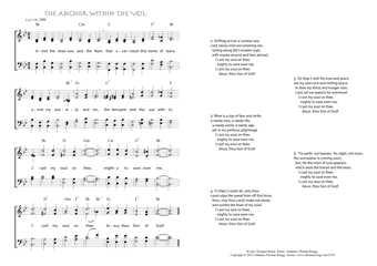 Hymn score of: Amid the shadows and the fears - The Anchor within the Veil (Horatius Bonar/Johannes Thomas Rüegg)