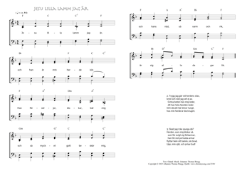 Hymn score of: Jesu lilla lamm jag är (Okänd/Johannes Thomas Rüegg)