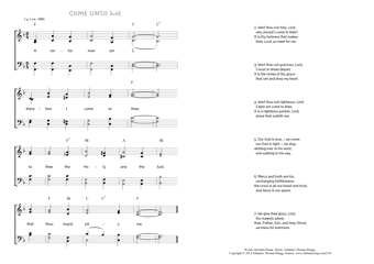 Hymn score of: A sinful man am I - Come unto Me (Horatius Bonar/Johannes Thomas Rüegg)