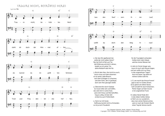 Hymn score of: Traure nicht, betrübtes Herz! (Benjamin Schmolck/Johannes Thomas Rüegg)