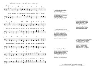 Hymn score of: König, dem kein König gleichet (Johann Jakob Rambach/Johannes Thomas Rüegg)