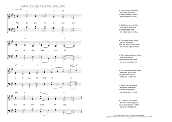 Hymn score of: När dagens hetta svalkas (Lina Sandell/Johannes Thomas Rüegg)