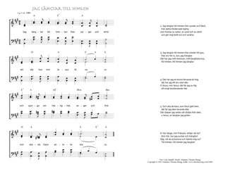 Hymn score of: Jag längtar till himlen från sorger och strid (Lina Sandell/Johannes Thomas Rüegg)