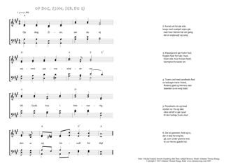 Hymn score of: Op dog, Zion, ser du ej (Hans Adolph Brorson/Nikolaj Frederik Severin Grundtvig/Johannes Thomas Rüegg)