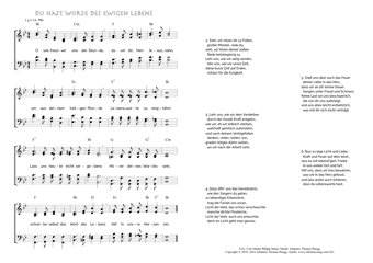 Hymn score of: O wie freun wir uns der Stunde - Du hast Worte des ewigen Lebens (Carl Johann Philipp Spitta/Johannes Thomas Rüegg)