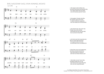 Hymn score of: Der Weltsinn will vom Himmel nichts (Philipp Friedrich Hiller/Johannes Thomas Rüegg)