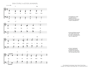 Hymn score of: Den store Mester kommer (Bernhard Severin Ingemann/Johannes Thomas Rüegg)