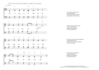 Hymn score of: Wie ist doch ohne Maß und Ziel - Ich will den Herren loben allezeit (Carl Johann Philipp Spitta/Johannes Thomas Rüegg)