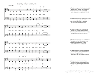Hymn score of: Tænk, når engang den tåge er forsvunden (Wilhelm Andreas Wexels/Johannes Thomas Rüegg)