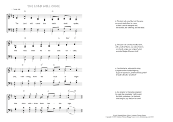 Hymn score of: The Lord will come! the earth shall quake (Reginald Heber/Johannes Thomas Rüegg)