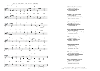 Hymn score of: Jesus, immutably the same (Augustus M. Toplady/Johannes Thomas Rüegg)