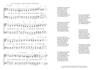 Hymn score of: Nu velan, vær frisk tilmode (Johann Rist/Hans Pedersen/Johannes Thomas Rüegg)