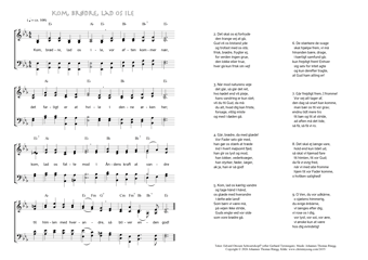 Hymn score of: Kom, brødre, lad os ile (Gerhard Tersteegen/Edvard Ottosen Schwartzkopf/Johannes Thomas Rüegg)