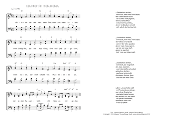 Hymn score of: Gelobet sei der Herr (Johannes Olearius/Johannes Thomas Rüegg)
