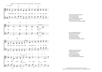 Hymn score of: Der Mensch hat kurze Augen (Philipp Friedrich Hiller/Johannes Thomas Rüegg)
