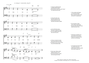 Hymn score of: O may I never rest (Augustus M. Toplady/Johannes Thomas Rüegg)