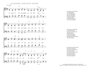 Hymn score of: Es jammre, wer nicht glaubt (Philipp Friedrich Hiller/Johannes Thomas Rüegg)