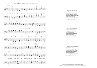 Hymn score of: Guds nåde højt jeg prise vil (Hans Christensen Sthen/Johannes Thomas Rüegg)