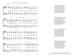 Hymn score of: Wort des Lebens, lautre Quelle - Das Wort des Lebens (Carl Johann Philipp Spitta/Johannes Thomas Rüegg)