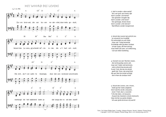 Hymn score of: Zuivre bronwel, die van boven - Het Woord des Levens (Carl Johann Philipp Spitta/Johannes Riemens/Johannes Thomas Rüegg)