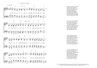 Hymn score of: Livets ord, du rena källa - Livets ord (Carl Johann Philipp Spitta/Torsten Lundberg/Johannes Thomas Rüegg)