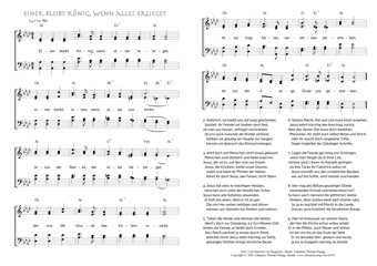 Hymn score of: Einer bleibt König, wenn alles erlieget (Carl Heinrich von Bogatzky/Johannes Thomas Rüegg)