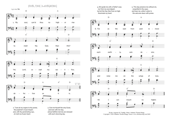 Hymn score of: My soul, can'st thou no higher rise - For the Morning (Augustus M. Toplady/Johannes Thomas Rüegg)