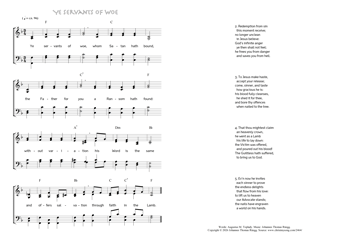 Hymn score of: Ye servants of woe (Augustus M. Toplady/Johannes Thomas Rüegg)