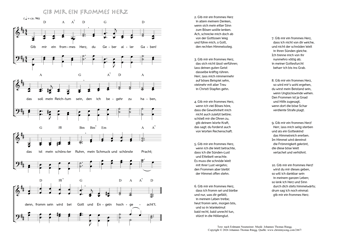 Hymn score of: Gib mir ein frommes Herz (Erdmann Neumeister/Johannes Thomas Rüegg)