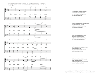 Hymn score of: Beneath thy cool, refreshing shade (Augustus M. Toplady/Johannes Thomas Rüegg)
