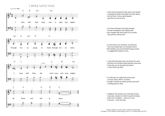 Hymn score of: I bore with thee long weary days and nights (Christina G. Rosetti/Johannes Thomas Rüegg)