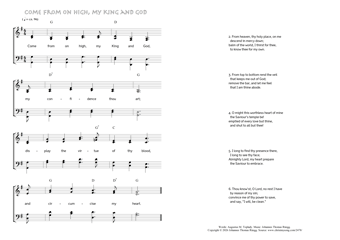 Hymn score of: Come from on high, my King and God (Augustus M. Toplady/Johannes Thomas Rüegg)