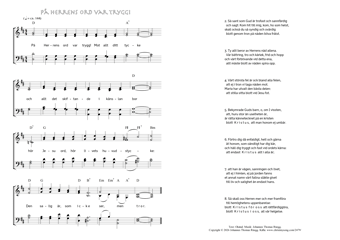 Hymn score of: På Herrens ord var trygg! (Okänd/Johannes Thomas Rüegg)